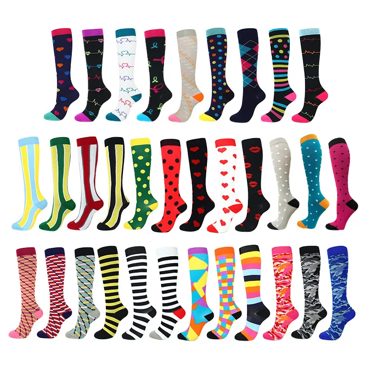 

Compression Socks Men Women 20-30 mmHg Knee High Compression Stockings for Sports Nurse Travel (Multi-colored-A, Small/Medium)