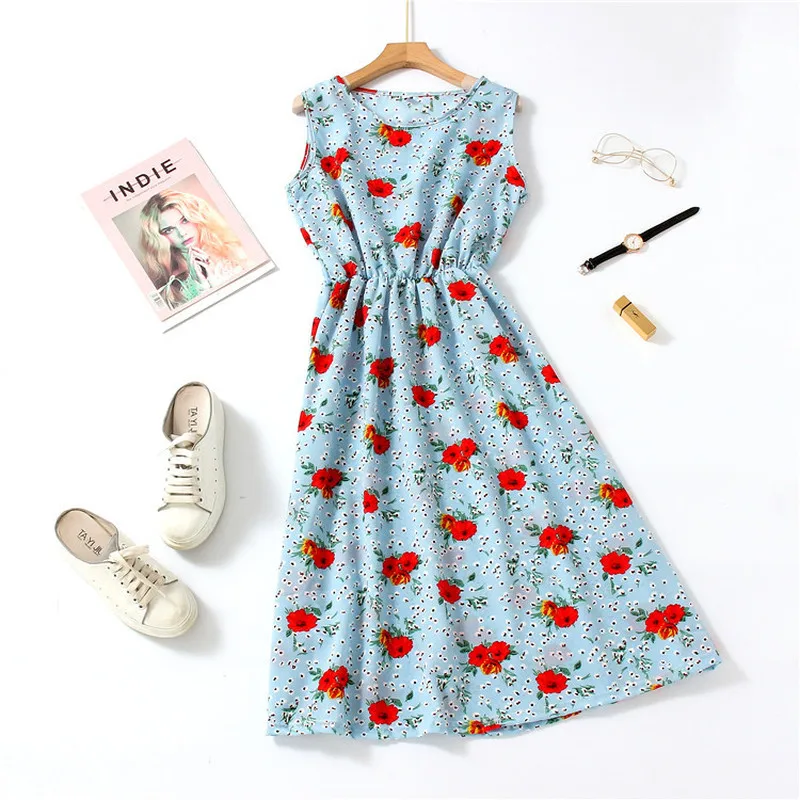 

Chiffon Floral Mini Dress Summer Boho Vintage Party Sexy Dresses Casual Sweet Beach Clothing 2020 Elegant Pleated Beach Clothes