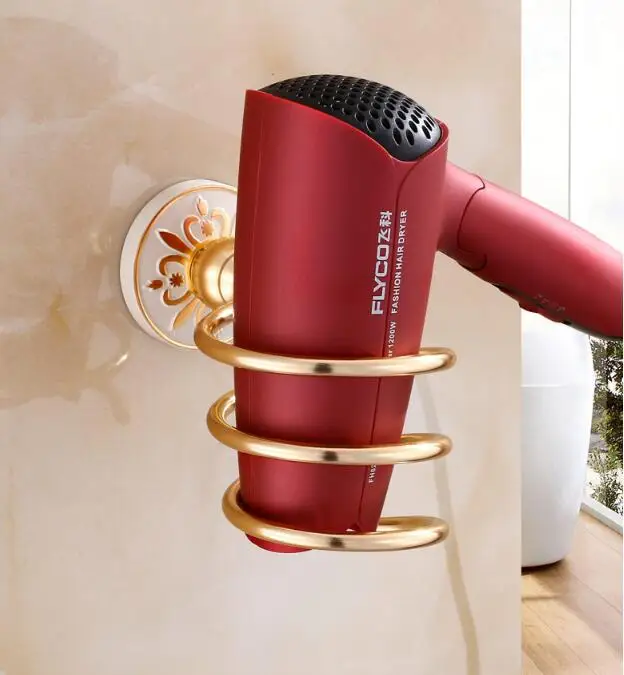 Европейский стиль белый ванная комната Фен держатель твердая латунь Золотая