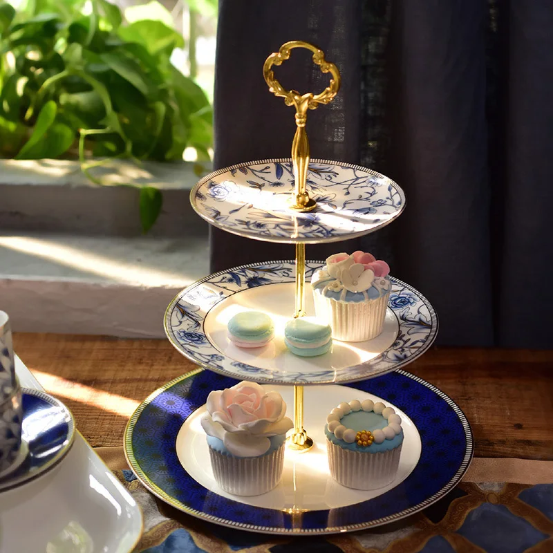 

European Creative Cake Stand Fruit Wedding Dinner Serving Snack Tray Ceramic Dessert Plate Living Room Assiette Tableware DF50TP