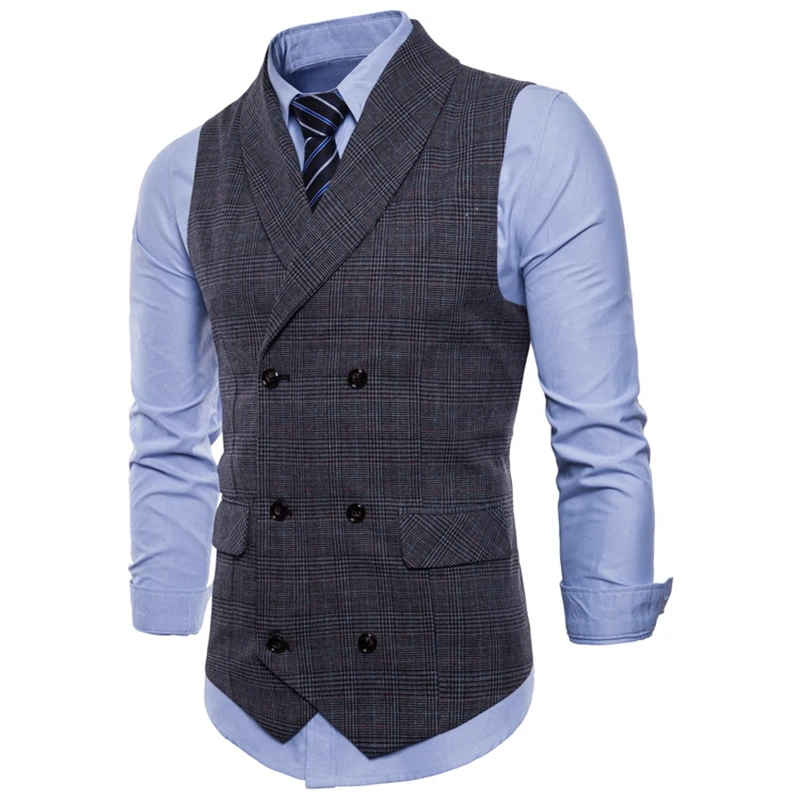 

RUELK 2020 Spring And Autumn Men's Fashion Brand Lattice Suit Vest Jacket Casual Sleeveless Slim Stylish Large Size Vest M-4XL