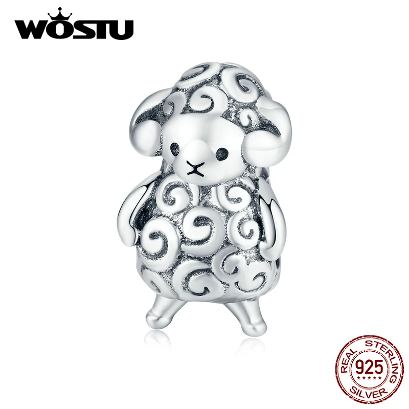 WOSTU 100% 925 Sterling Silver Little Sheep Beads Fit Original Bracelet Charms Pendant DIY Necklace Jewelry For Women FNC187 | Украшения и