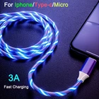 Кабель USB Type-C, Micro USB, для IPhone 12 Pro Max, 11, XS, XR, X, 8, 7, 6S, светящийся, 3 а, с функцией быстрой зарядки