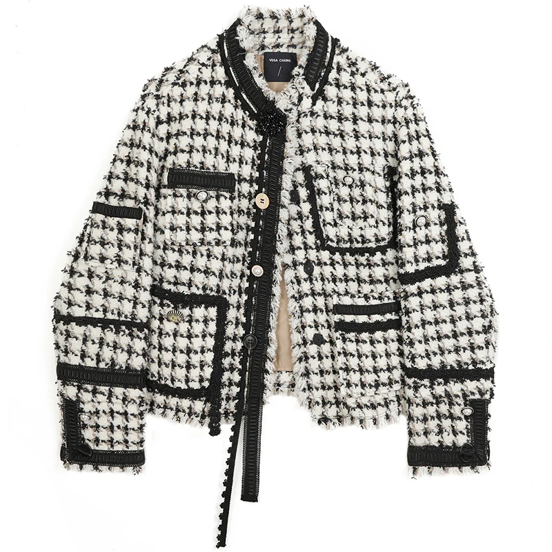 Женская твидовая куртка SALIENCY маленькая Очаровательная клетчатая на осень/зиму