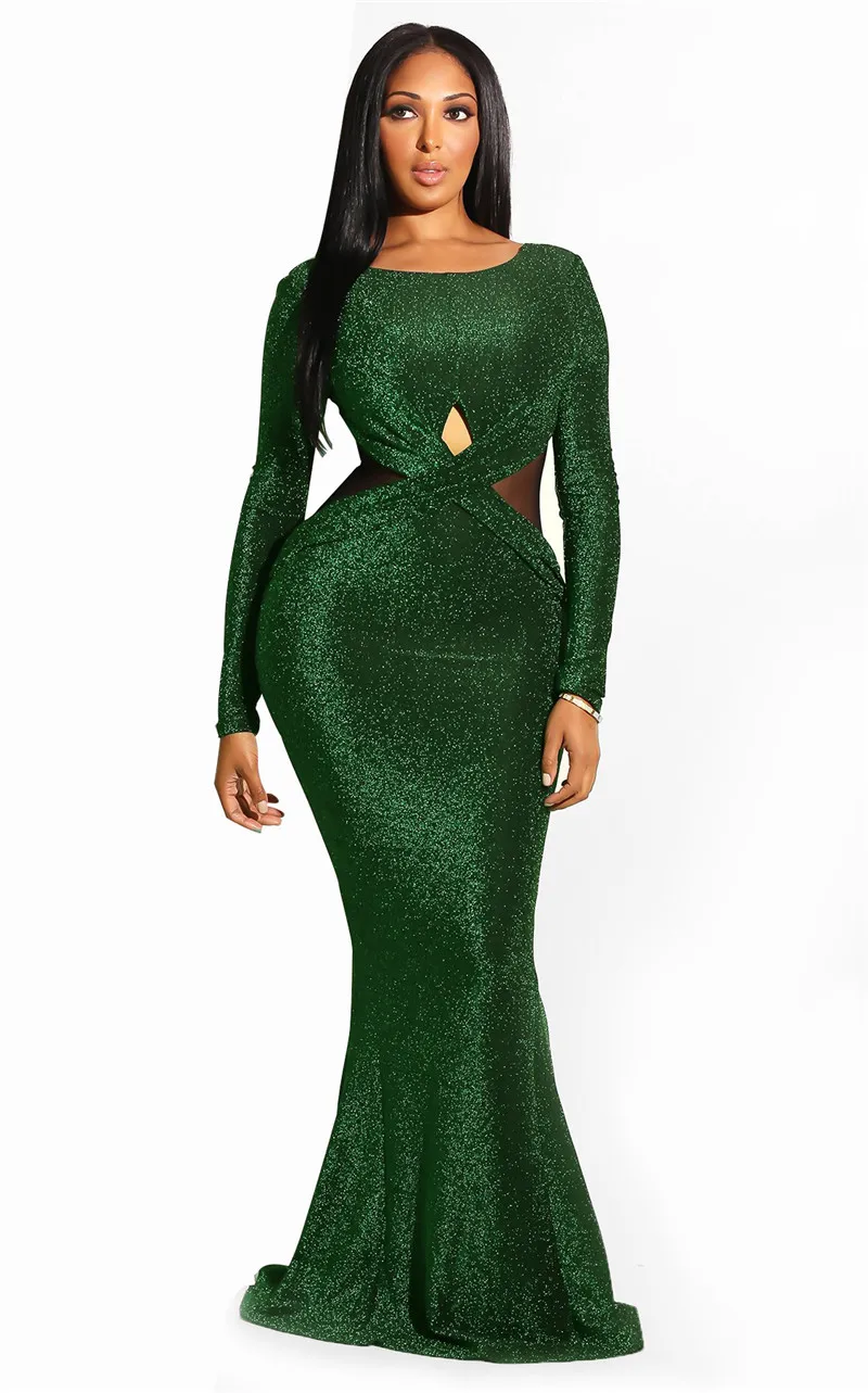 Элегантное блестящее Сексуальное Платье макси с блестками женские вечерние