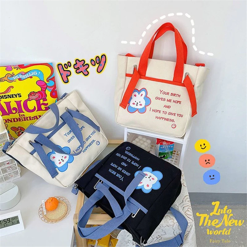 

Женская сумка из парусины, роскошная дизайнерская сумка, женская сумка-шоппер, большая вместительность, милые Мультяшные принты, сумки через плечо M100