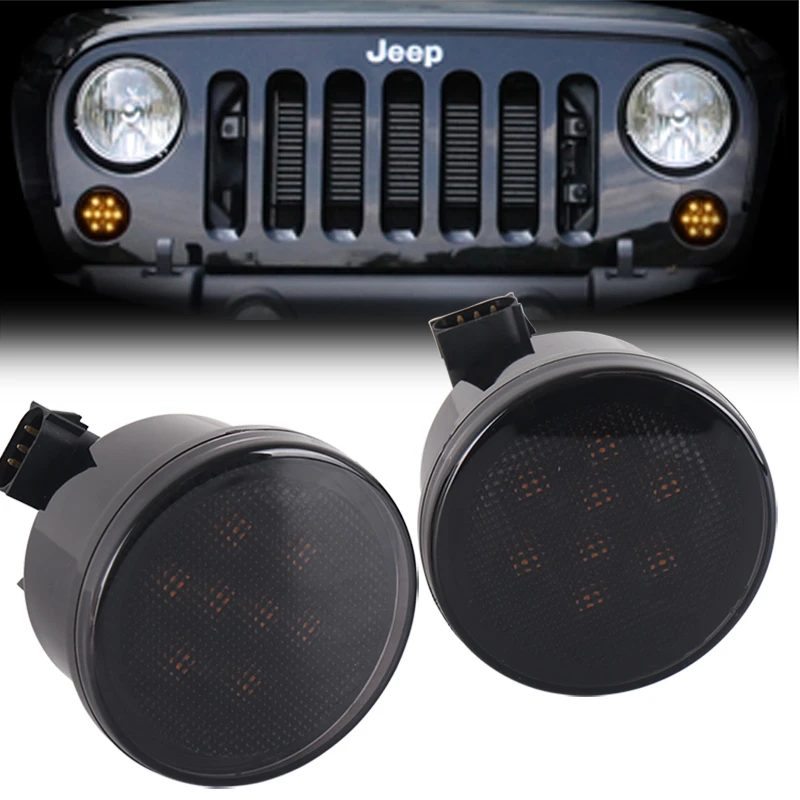 Светодиодная передняя фара указателя поворота для Jeep Wrangler JK 2007 2016 желтая