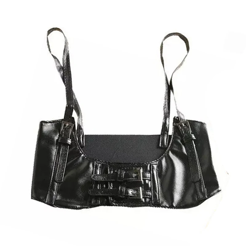 

women lolita cummerbund coffee PU leather bandage adjustable stylish waist belts female dark gothic waistbands loly girdle