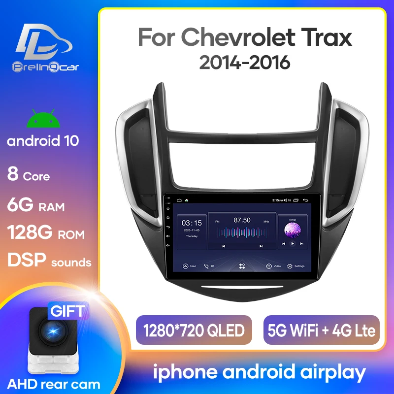 Автомагнитола Prelingcar Android 10 для Chevrolet TRAX 2014 2016 мультимедийный видеоплеер GPS