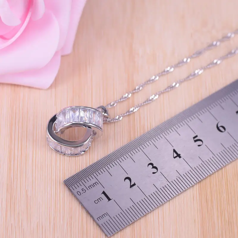 Дубай Стиль белый кубический циркон серебряный цвет комплект ювелирных изделий