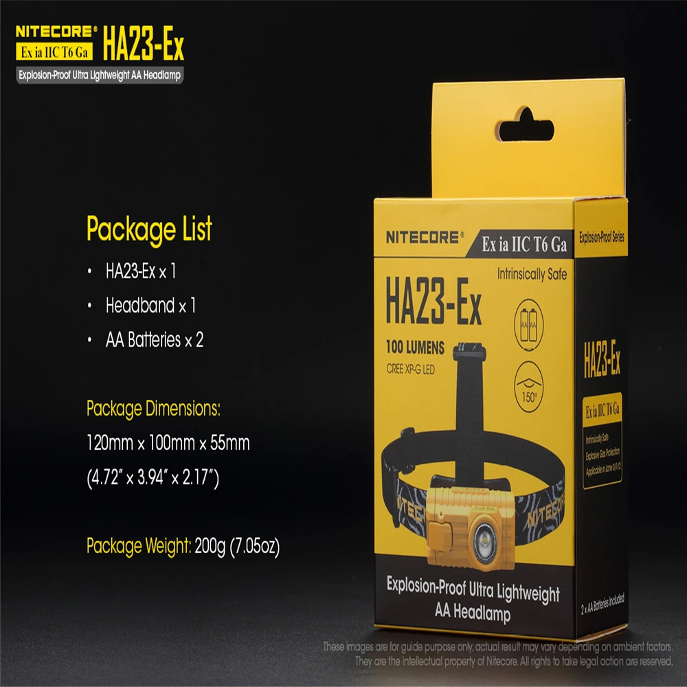 Налобный фонарь NITECORE HA23-Ex взрывозащищенный ультрасветильник белый свет XP-G