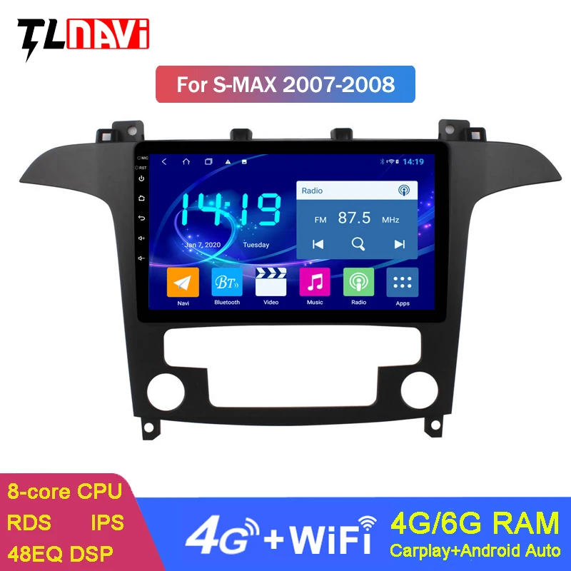 GPS-навигатор для Ford S-Max 128 2007 IPS 2.5D 9 дюймов Android 10 автомобильный Dvd мультимедийный