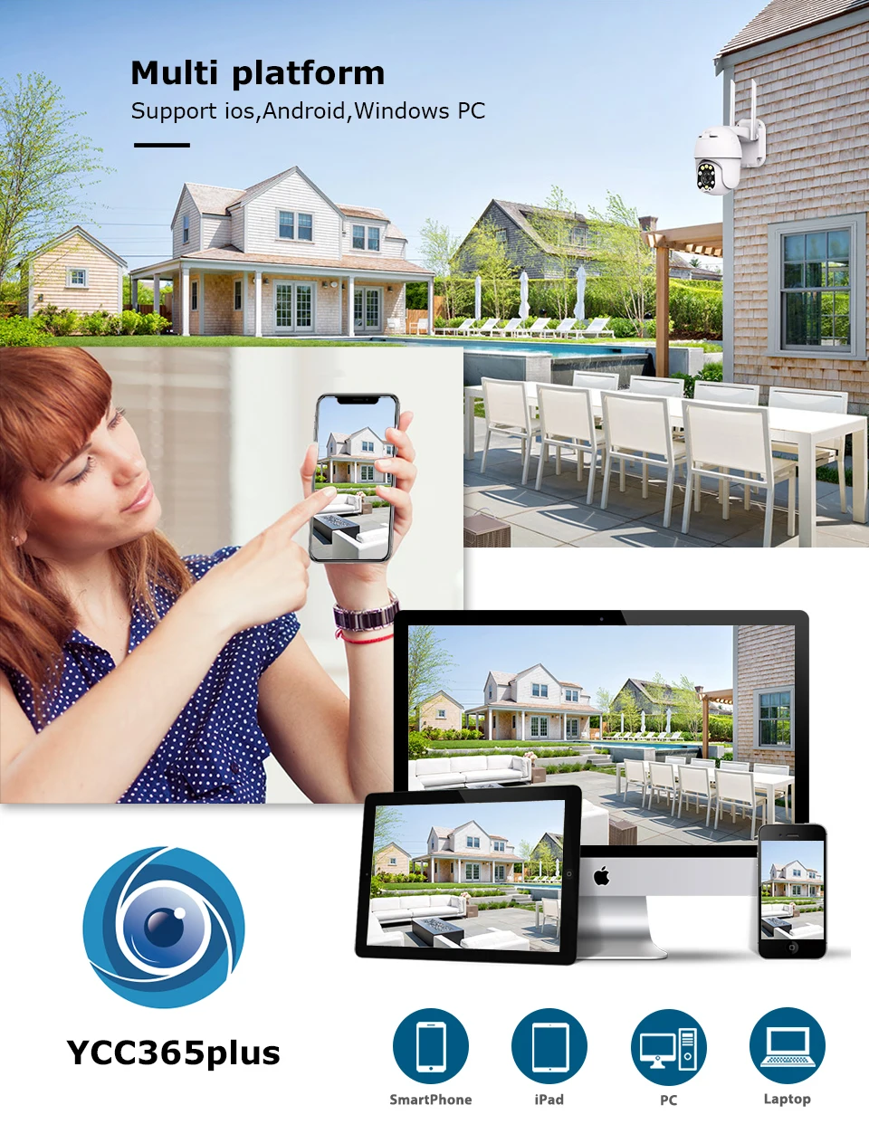 1080P PTZ IP камера Wi-Fi уличная купольная беспроводная Wifi камера безопасности Pan Tilt 4X цифровой зум 2MP сеть видеонаблюдения