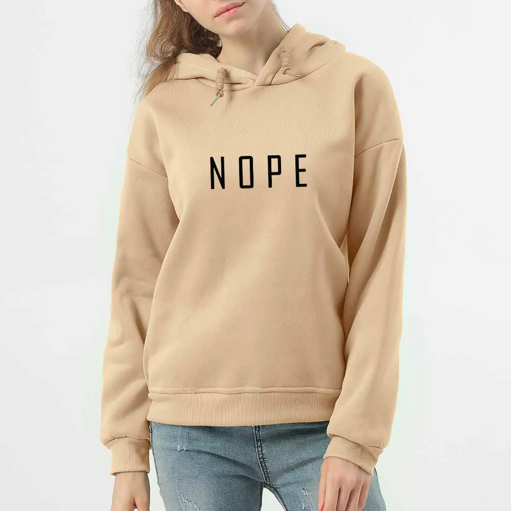 

Nope Pullover Hoodie Letter Print Warm Jacket Autumn Sweatshirts for Women Ladies Harajuku Streetwear Korean Fashion Clothing