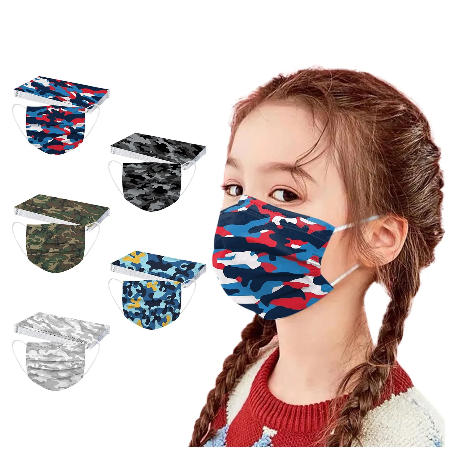 

50PCS Children's Mask Print Disposable Halloween Cosplay Face Mask 3Ply Ear Loop Breathable Mask Masque Enfant Mascarillas