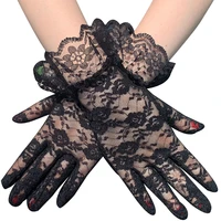 women vintage sheer short lace gloves derby tea party wrist length floral gloves for dinner fancy costume accessories gloves