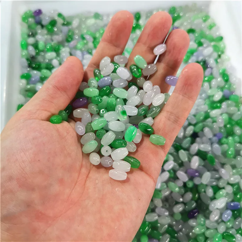 DIY натуральный трехцветный нефритовый бисер жадеит кулон изумруд ювелирные