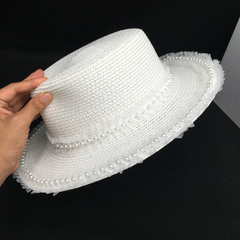 Шляпа Соломенная женская кружевная модная пляжная Панама от солнца для отдыха и