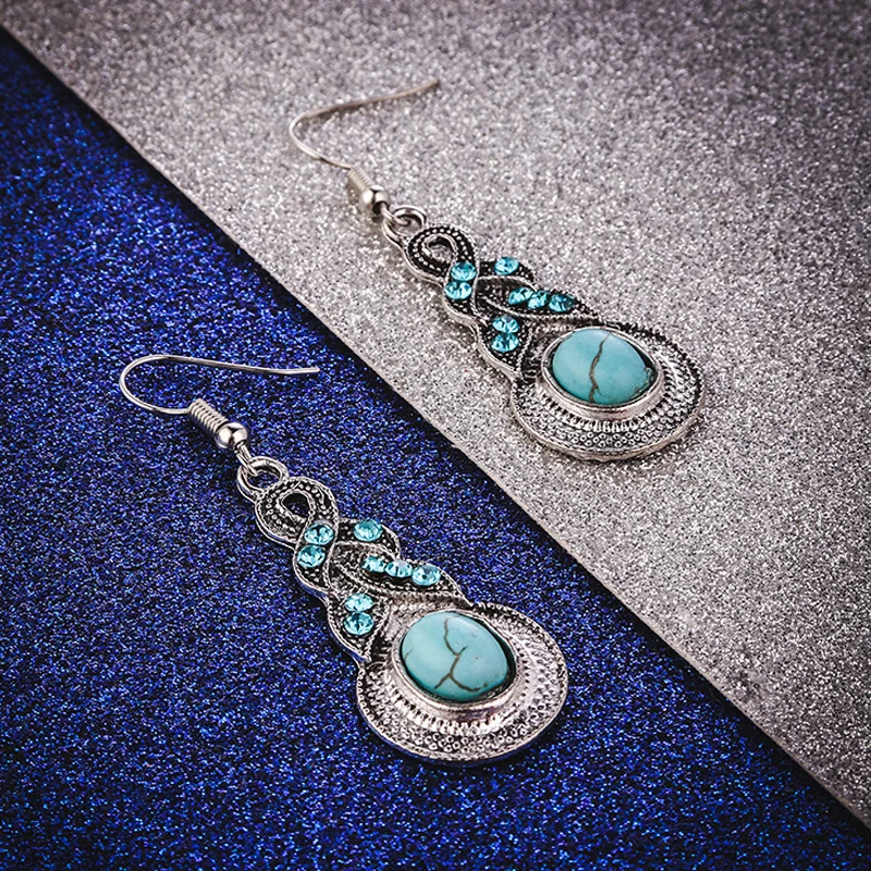 Sainio винтажная уникальная Этническая Серьга большой голубой камень антикварные