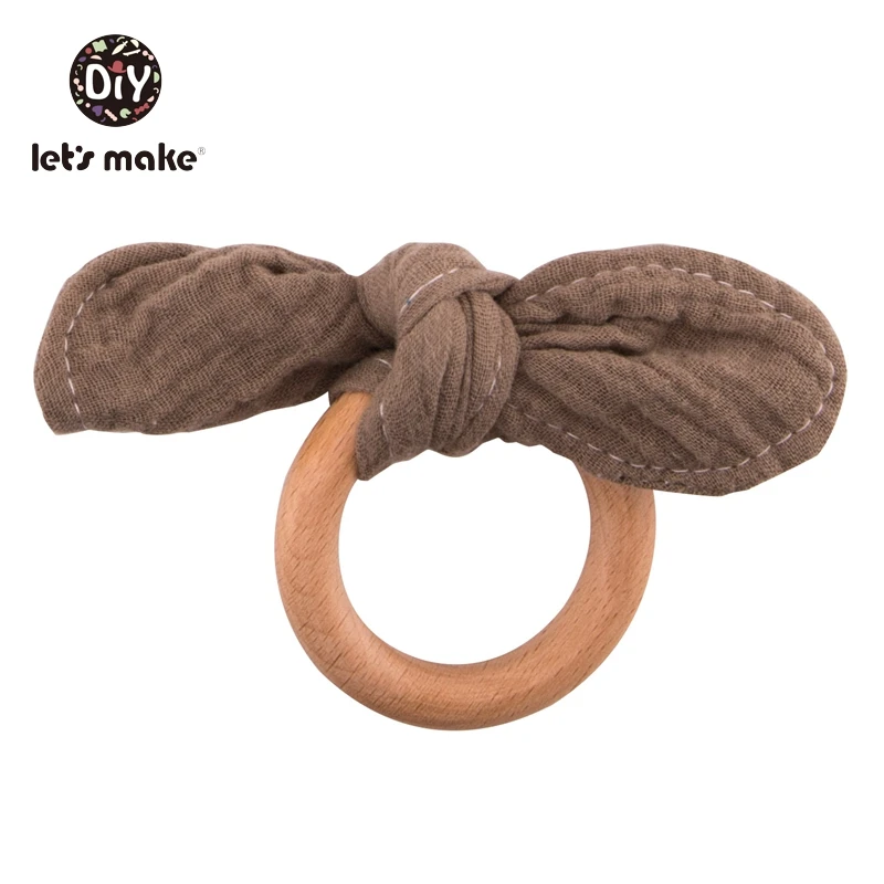 rabbit ring brown Давайте сделаем деревянный зубопрорезыватель соски зажимы цепь держатель для соски слюни нагрудники животное Дерево грызун 1 шт. Подарочная коробка Детские Прорезыватели - Цвет: rabbit ring brown