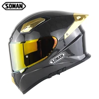new snake decal soman x8 carbon fiber full face red gold lens double visors motorcycle helmets with big spoiler capacetes casco