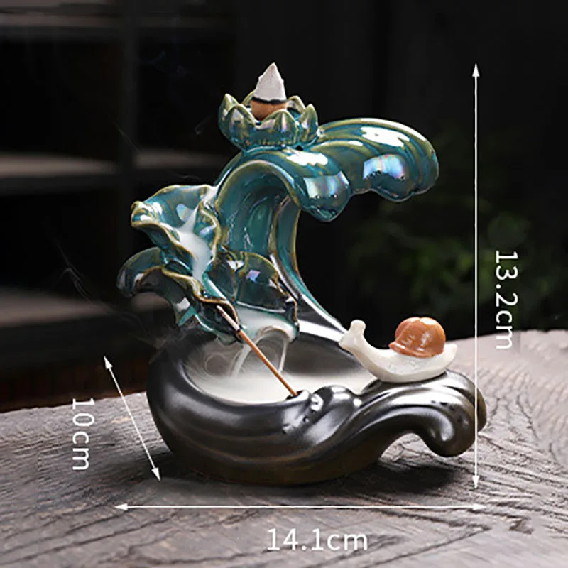 

Handicraft Incense Holder Ceramic Backflow Waterfall Smoke Incense Burner Home Decor Best Christmas Gift