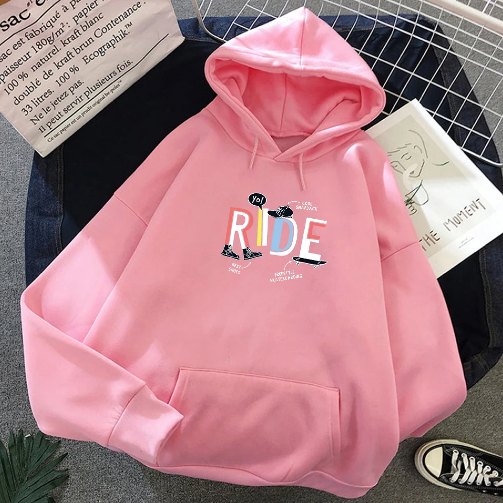 English Letter Skateboard Graphics Print Punk Weatshirt Warm Streetwear Kpop Hoodies Women Kawaii Hoody Girl Casual Toys | Женская