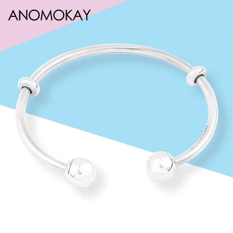 Anomookay 925 пробы Серебряный Круглый браслет с застежкой женский открытый Браслет-манжета для Diy роскошное серебряное Изготовление ювелирных изделий
