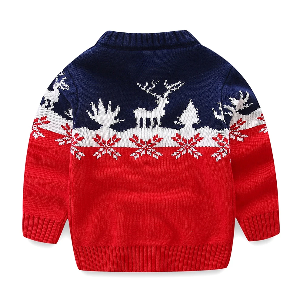 Mudkingdom Cute Kids Christmas Sweater Elk Autumn Winter Cotton Pullover Knit Warm Boys Girls Sweaters for Children Clothes