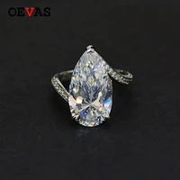 oevas luxury 1222mm water drop wedding high carbon diamond rings for women 925 sterling silver created moissanite fine jewelry