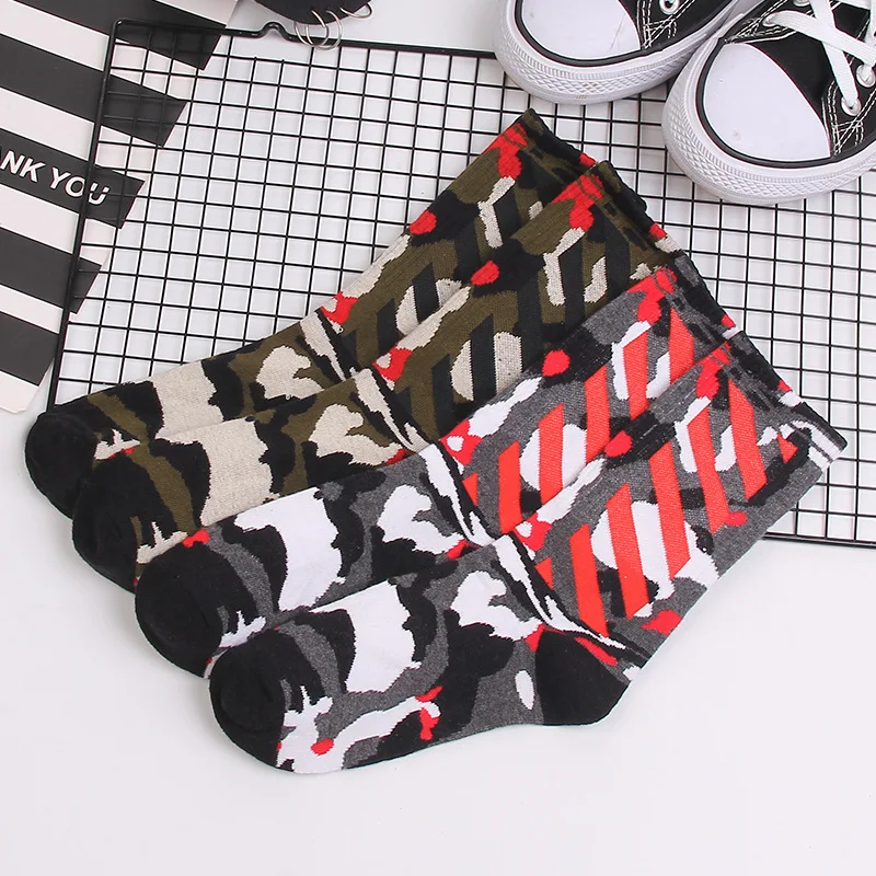 Новые мужские носки камуфляжные хлопковые дышащие спортивные скейтборды