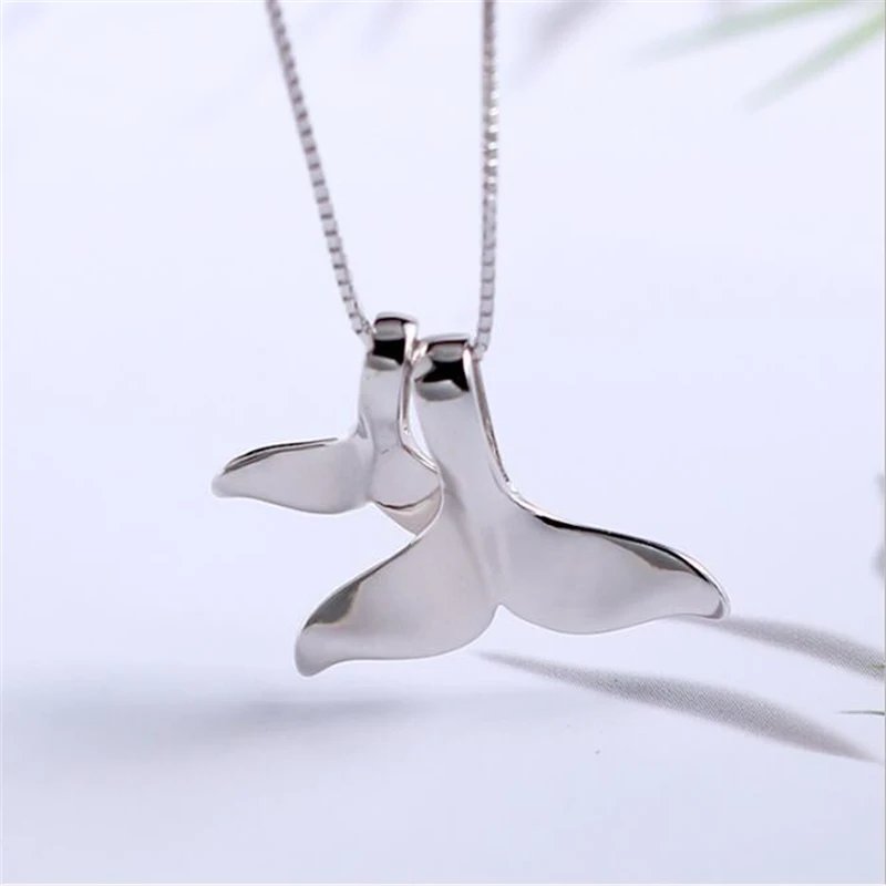 Ataullah Творческий Милый Двойной Рыбий Хвост Дельфин Ожерелья Серебро 925 Ожерелье