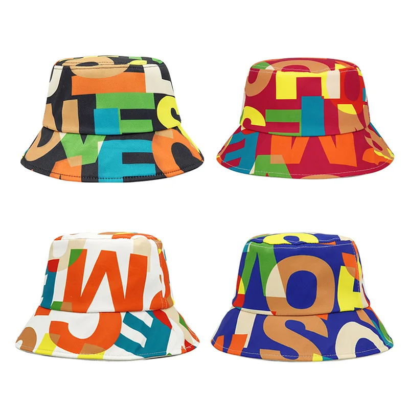 

New Letter Print Bucket Hats For Women Men Outdoor Sun Protection Fisherman Cap Hip Hop Fashion Panama Hat
