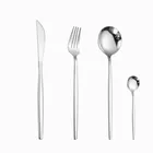 Набор столовых приборов из нержавеющей стали, столовая посуда, десертная вилка, ложка, нож, полный набор посуды, набор посуды из серебра, Icespoon