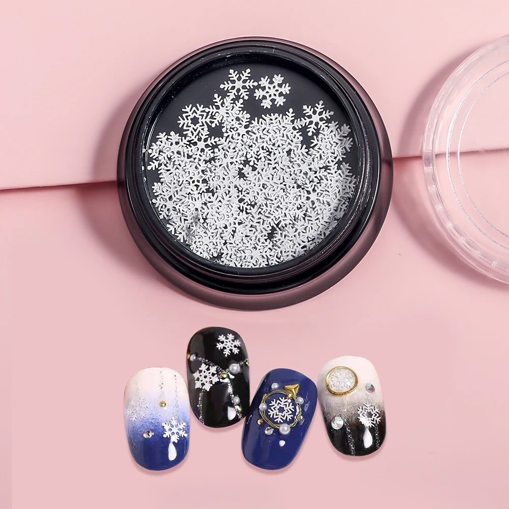 

1 Boxed Snowflake Nail Art Decoration Christmas Snow Series Ultra-thin Metal Hollow 3D Sequins DIY Professional Nail Art Supplie