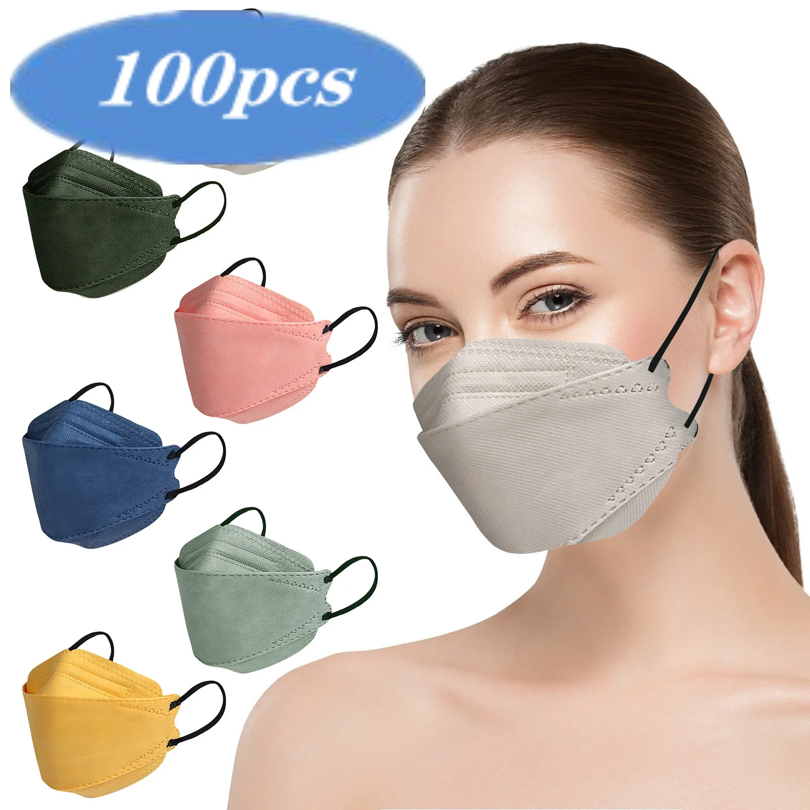 Маска для лица одноразовая в форме рыбы 4 слоя 100 шт. | Тематическая одежда и