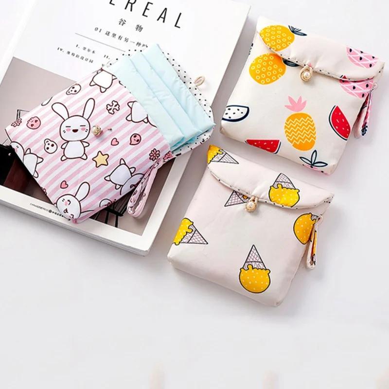Мультяшная Милая гигиеническая сумка хлопковая тканевая для хранения салфеток