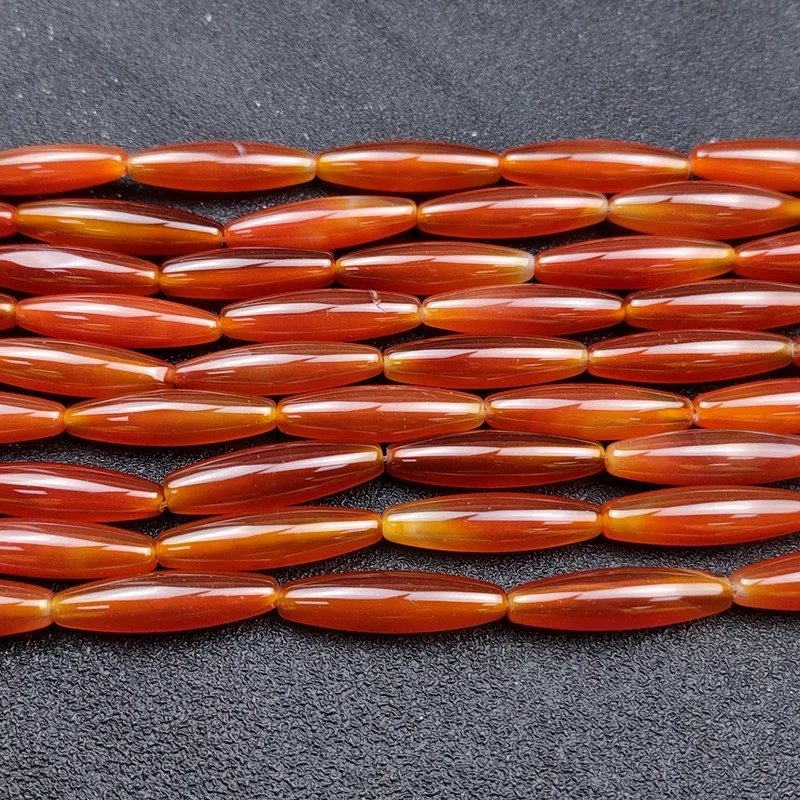 

Natural Stone Beads Red Agate Rice Beads 8*30mm Oval Necklace Bracelet Making Jade Waist Beads DIY Jewelry Accessories