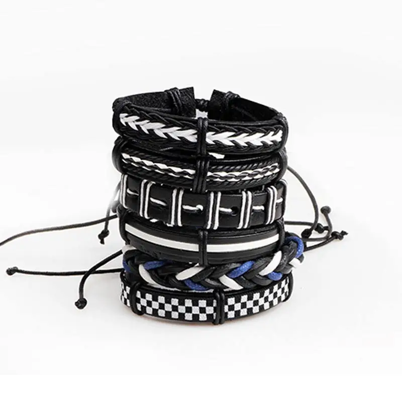 1 Комплект кожаных браслетов ручной работы черного цвета на море для девочек