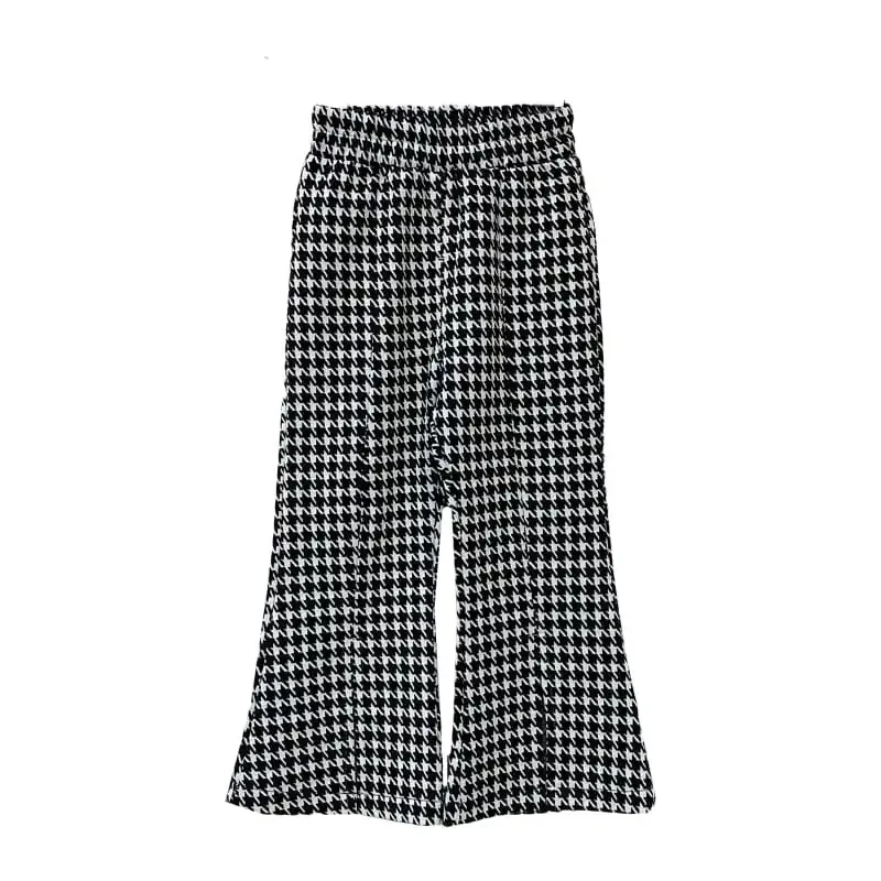 

Girls Autumn plaid flared pants trousers children's Korean slim fit pants baby pants fishtail fashion pants trousers P4 271