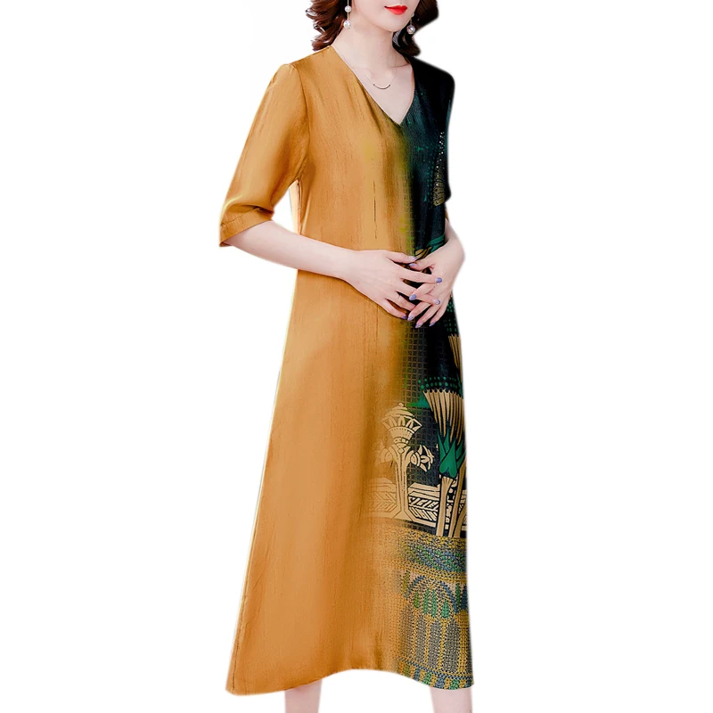 

COIGARSAM 4XL Plus Size Vintage Print Women dress New Summer Dresses Design And Color 9928