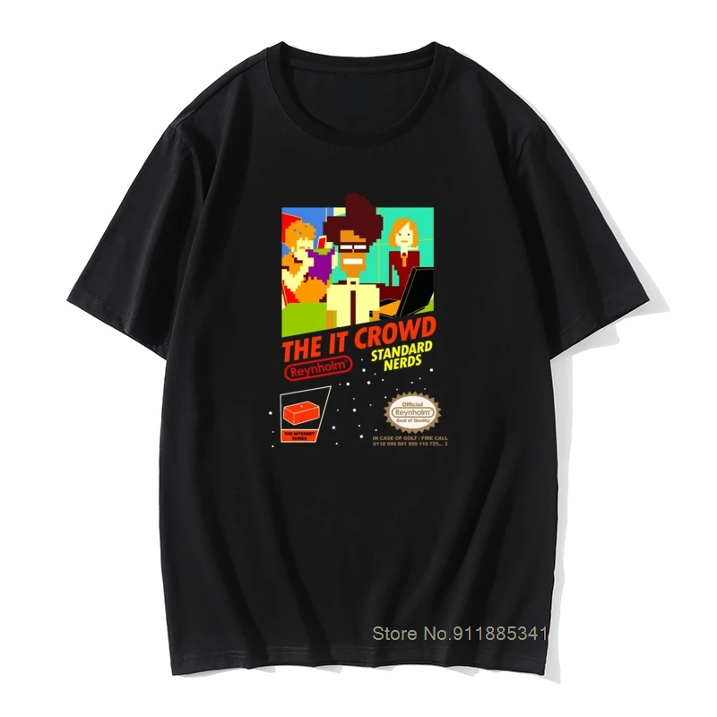 

Tops Tees The It Crowd Nes 8 Bit Game T-Shirts Nerds Men T Shirt Funny Geek Computer Tech TV Show Best Vintage Tee Shirt