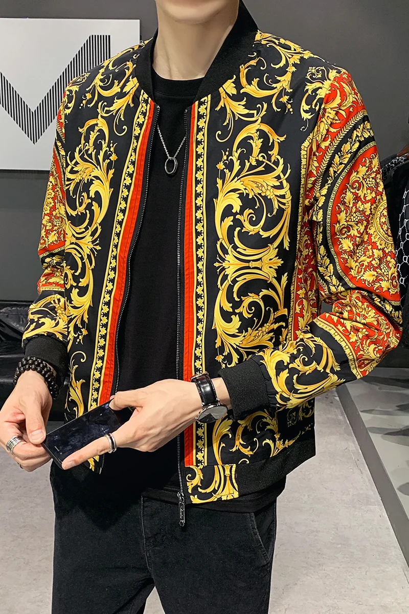 

Luxury Designer Oversized Jackets 5xl Retro Gold Bombers Mens Large Size Beaseball Jackets Royal Clothing For Stout Baroque 2021