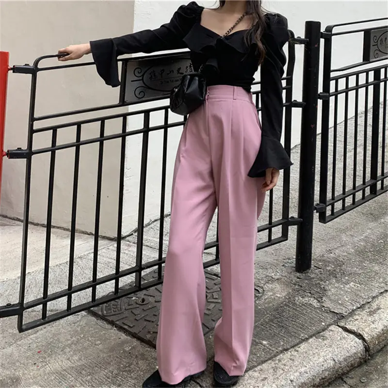 Женские повседневные Простые прямые брюки Alien Kitty шикарные однотонные полной