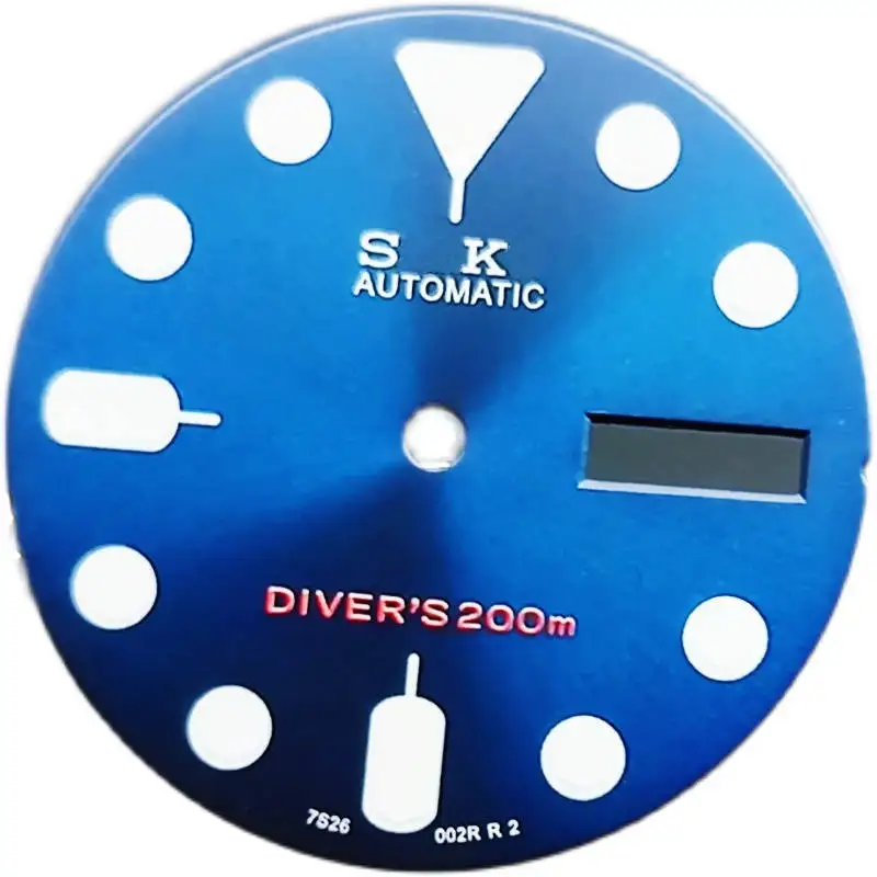 

Сильный зеленый светящийся циферблат Mod 28,5 мм C3 с двойной датой SKX007 подходит для движения NH35 NH36 с логотипом SKX