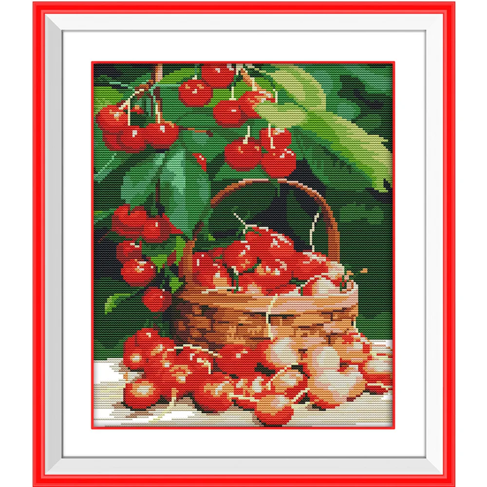 Набор для вышивки крестиком Fresh cherries (2) цветная нить DMC фруктовых растений aida 14ct