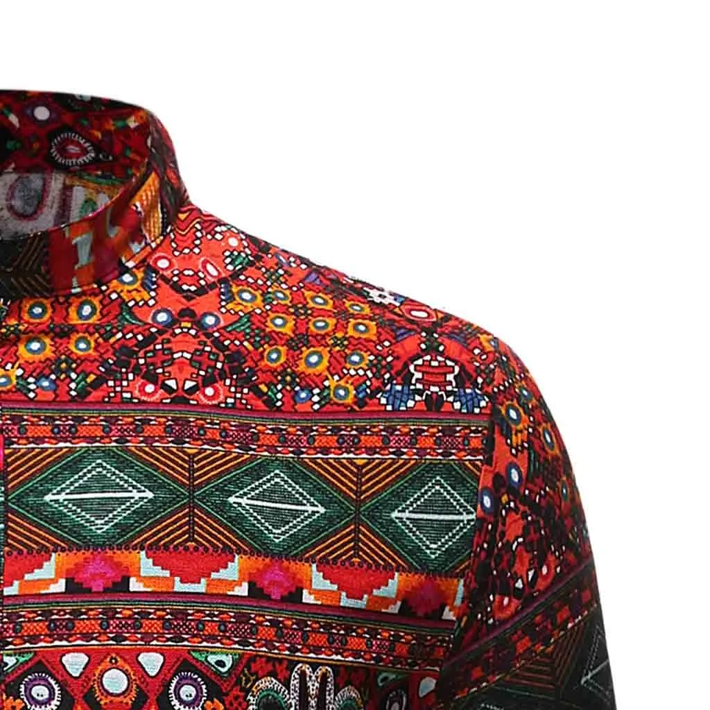 Мужская рубашка SAGACE 2020 в этническом стиле с длинным рукавом повседневная