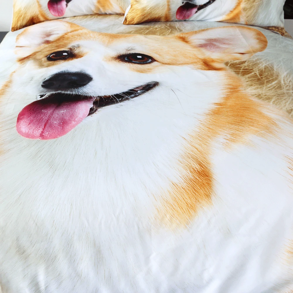 Постельные принадлежности Outlet Corgi, Комплект постельного белья для питомцев, собак, детей, пододеяльник, 3D мех, принт, коричнево-белое постельное белье, прекрасный щенок, покрывала, Прямая поставка