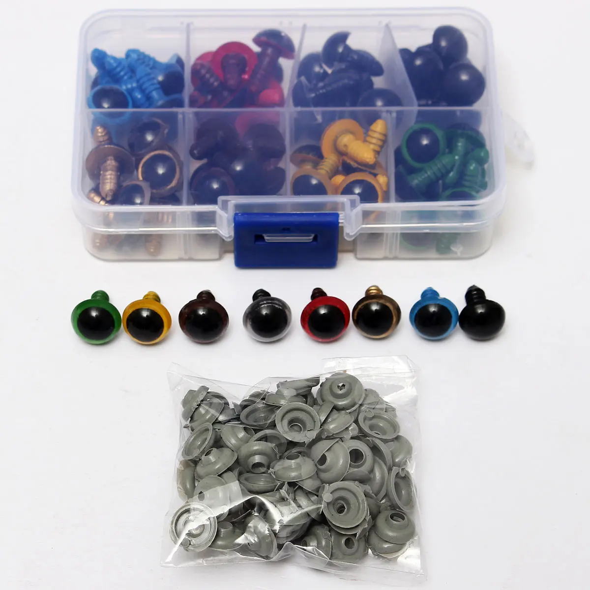 80 пар шарнирных глазок для мягких игрушек с мишками, диаметром 12 мм, 8 цветов, из плюша, с пластиковой фиксацией, для создания кукол и игрушек своими руками.