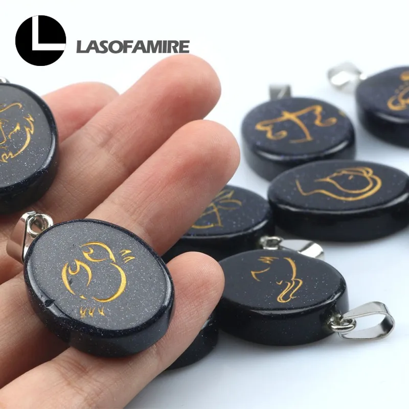 12 букв созвездий Подвески Синий Песок камень для изготовления ювелирных изделий